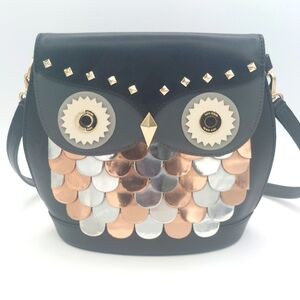 Kate Spade RARE 2014 Wise Owl Black, Silver, Copper Crossbody